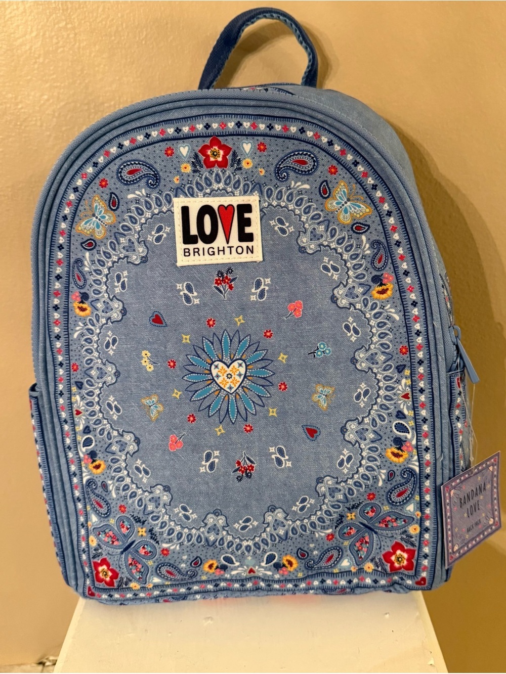 Brighton Light Blue Embroidered Bandana-Style Backpack NWT